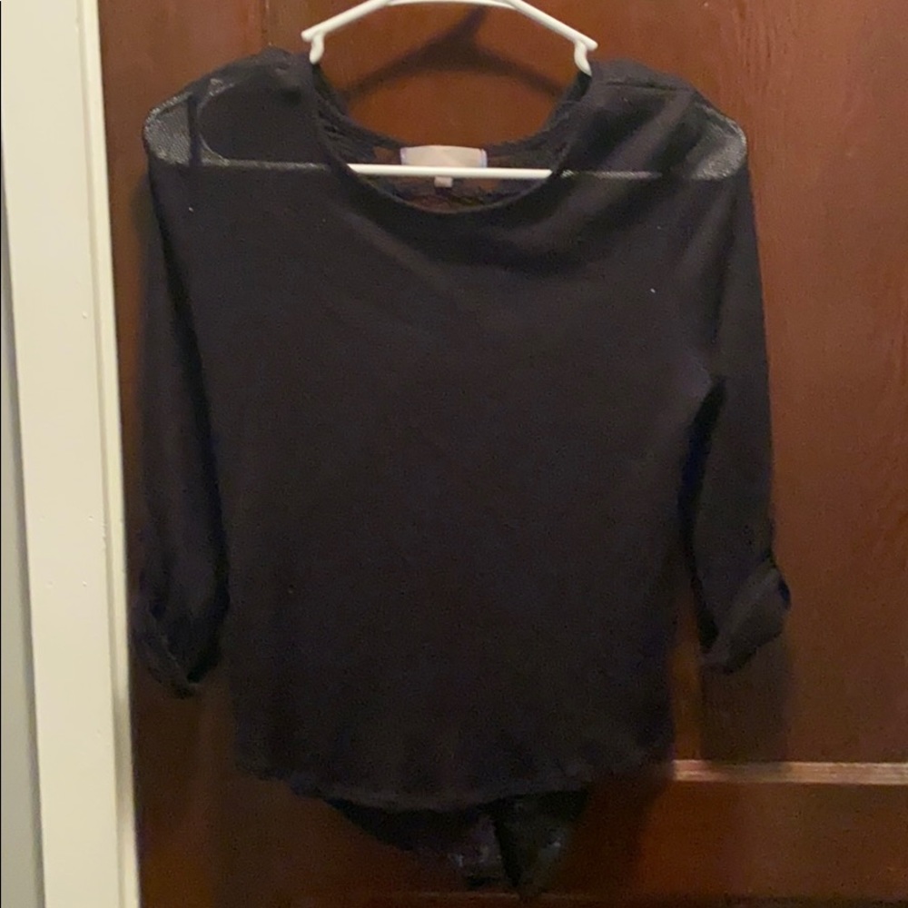 Black sheer and lace top